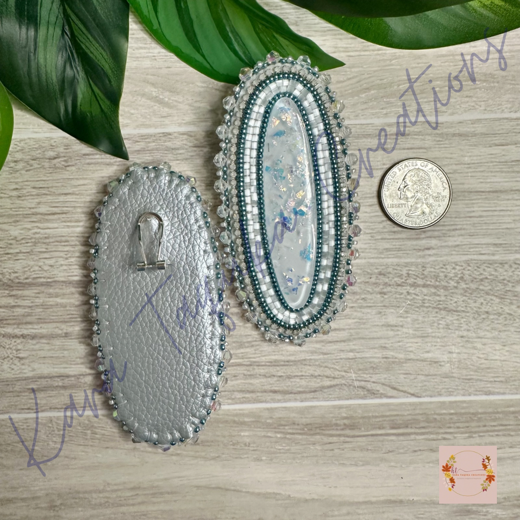 White Oval Earrings